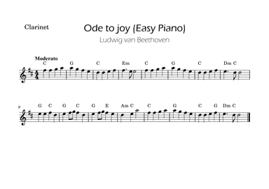 Ode To Joy - Easy Clarinet with Chords (arr. Ygor Nunes)