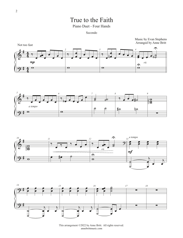 True to the Faith (arr. Anne Britt)