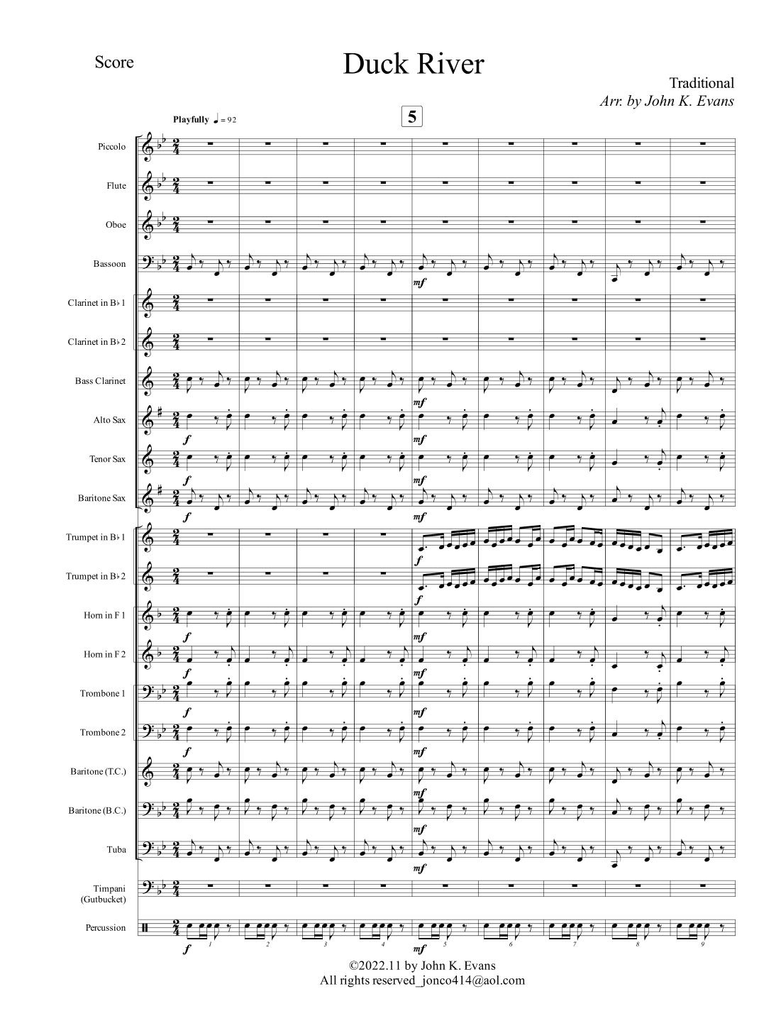 Duck River (arr. John K. Evans)