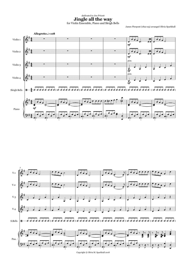Jingle all the way for 4 violins (arr. Olivia Sparkhall)