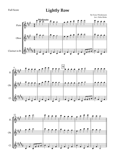 Lightly Row for Woodwind Trio (arr. Fabio Britto)