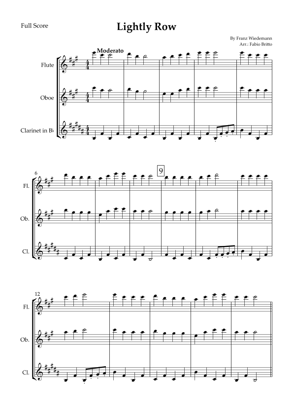 Lightly Row for Woodwind Trio (arr. Fabio Britto)