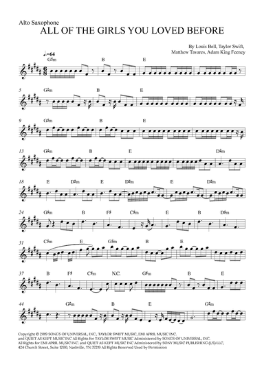 All Of The Girls You Loved Before (arr. Alex Nunes Rodrigues)