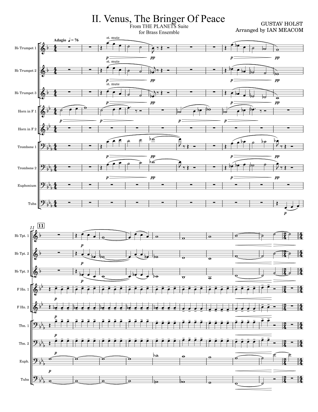 The Planets Movement 2 - Venus for Brass Ensemble (arr. Ian Meacom)