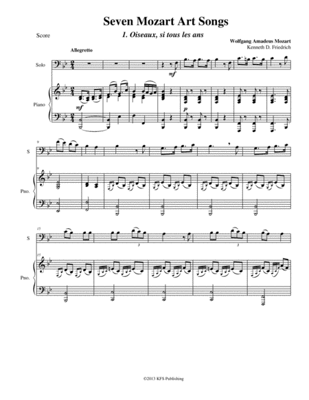 Seven Mozart Art Songs (arr. Kenneth D. Friedrich)