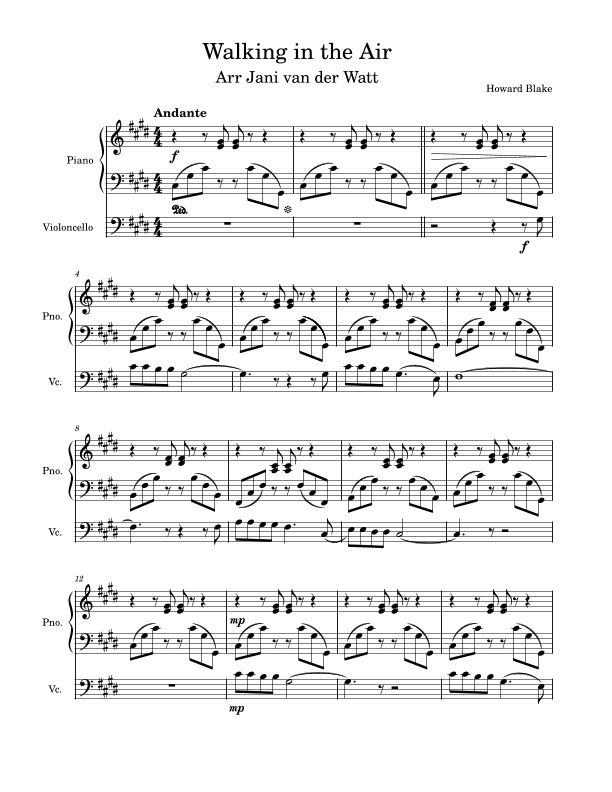 Walking In The Air (arr. Jani van der Watt)
