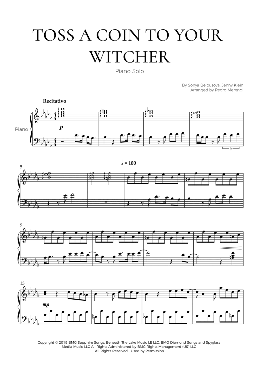 Toss A Coin To Your Witcher (arr. Pedro Merendi)