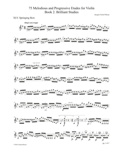 Mazas 75 Melodious & Progressive Etudes for Violin Book 2, No. 45 (arr. String Masters)