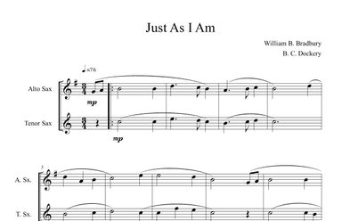 Just As I Am (Alto and Tenor Sax Duet) (arr. B. C. Dockery)