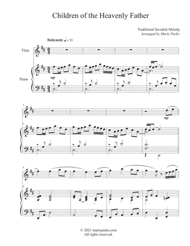 Children of the Heavenly Father (Flute-Piano) (arr. Marty Parks)