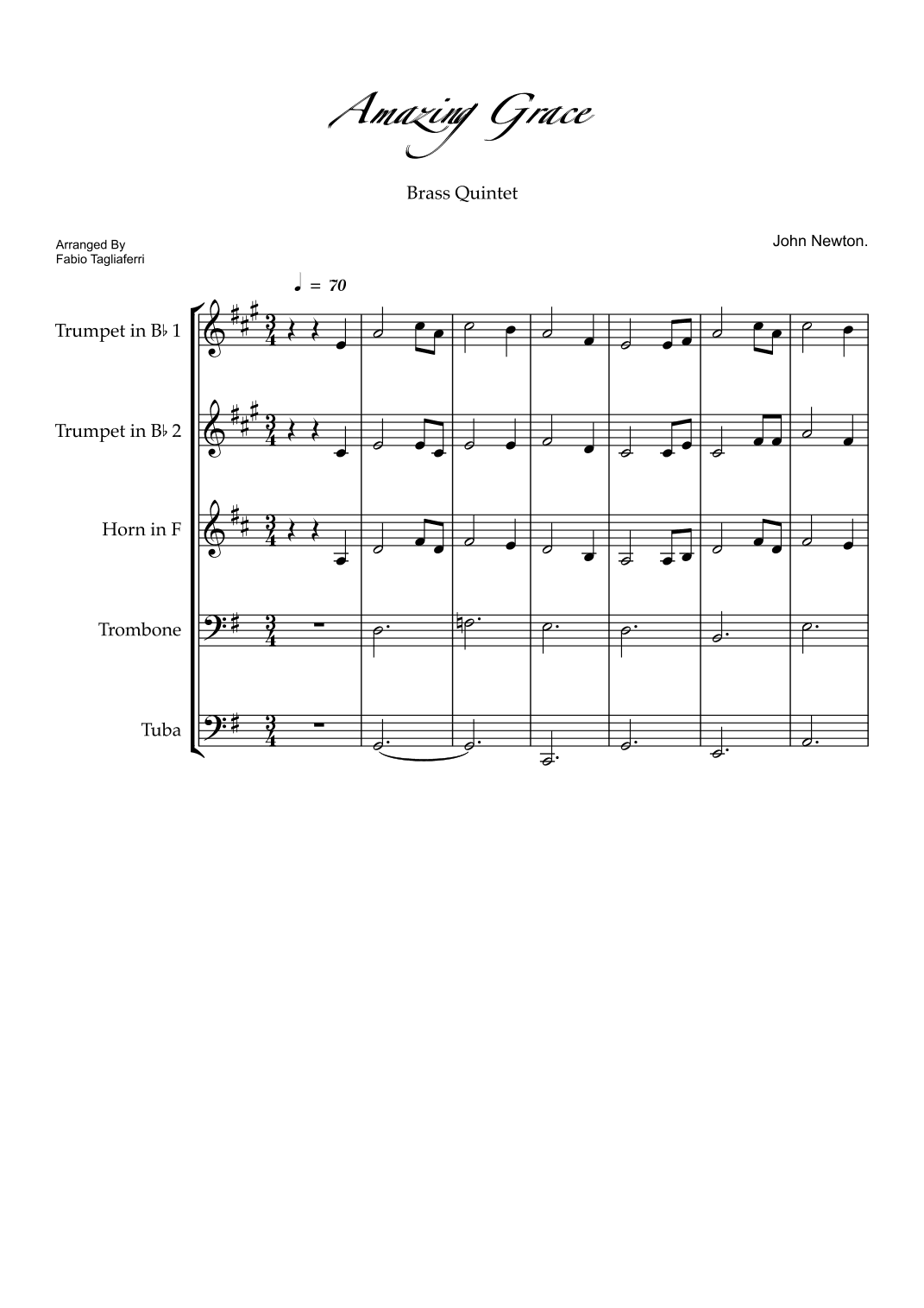 Amazing Grace (arr. Fabio Tagliaferri)
