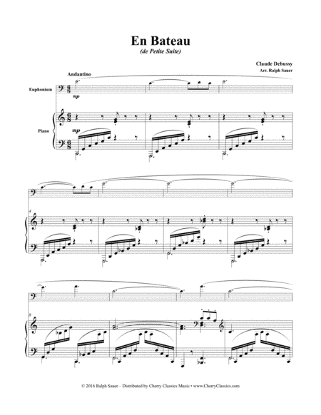 En Bateau from Petite Suite for Euphonium and Piano accompaniment (arr. Sauer, Ralph)