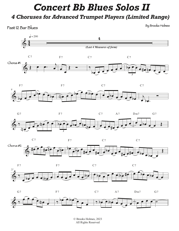 Concert Bb Blues Solos for Advanced Level Trumpet