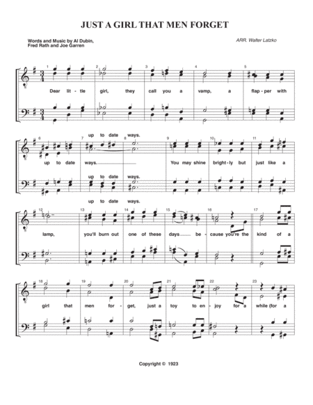 JUST A GIRL THAT MEN FORGET (arr. Walter Latzko)