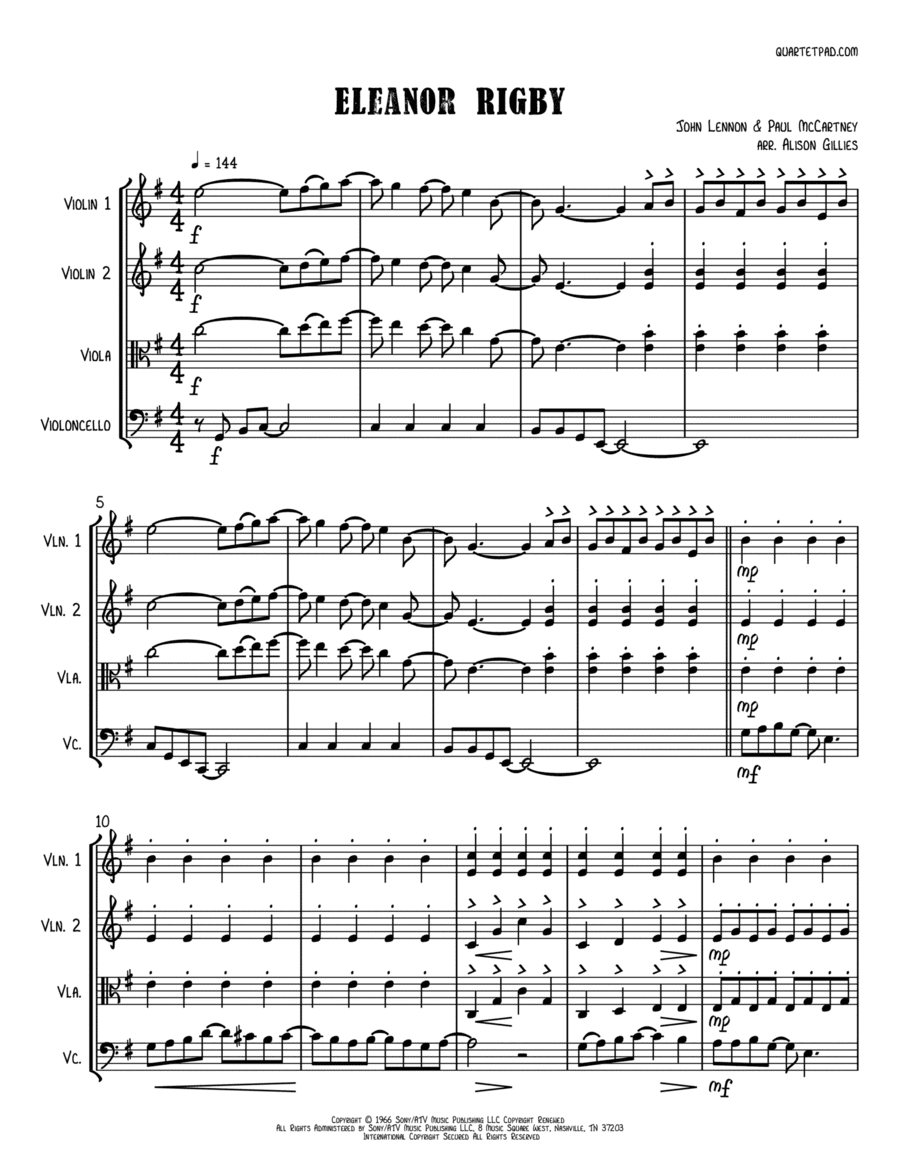 Eleanor Rigby (arr. Alison Gillies)