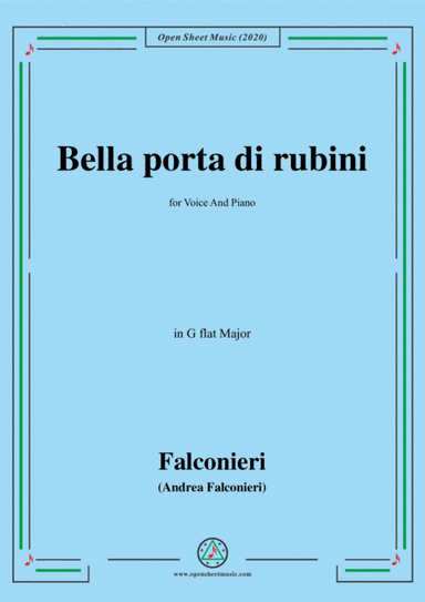 Falconieri-Bella porta di rubini,in G flat Major,for Voice and Piano (arr. MSM)