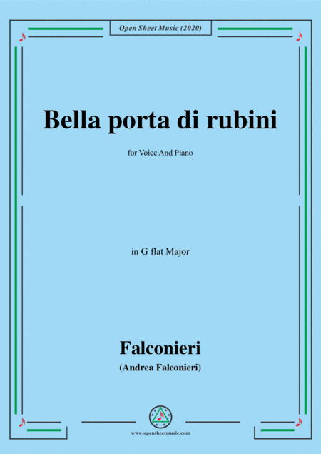 Falconieri-Bella porta di rubini,in G flat Major,for Voice and Piano (arr. MSM)