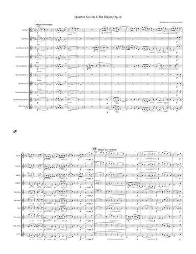 Quartet No.1 in E-flat Major, Op 12 by Felix Mendelssohn arranged for woodwind ensemble (arr. Jesse Audelo)