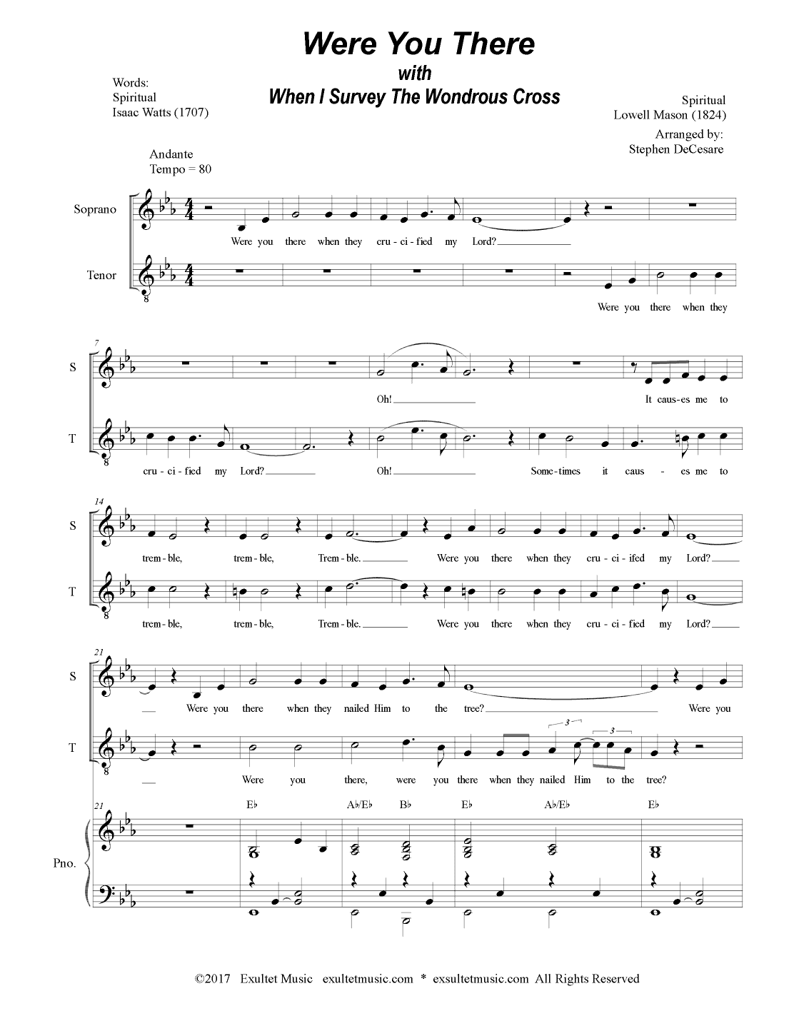 Were You There (with "When I Survey The Wondrous Cross") (Duet for Soprano & Tenor Solo) (arr. Stephen DeCesare)