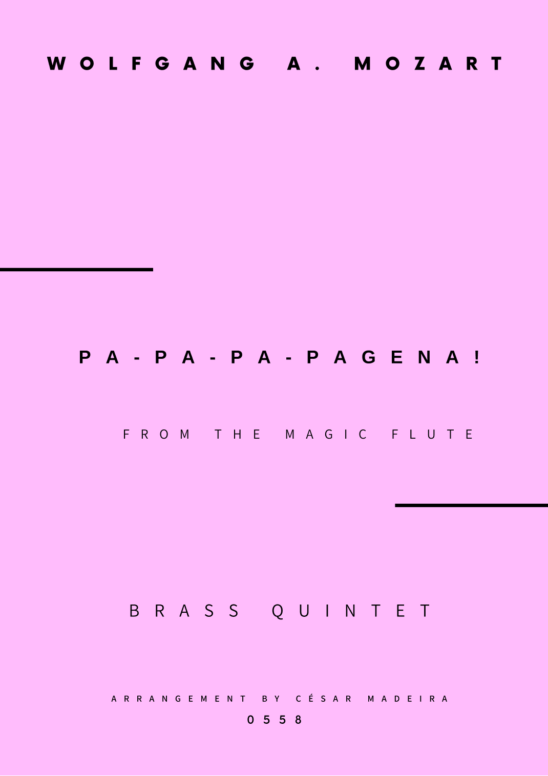 Papageno and Papagena Duet - Brass Quintet (Full Score and Parts) (arr. César Madeira)