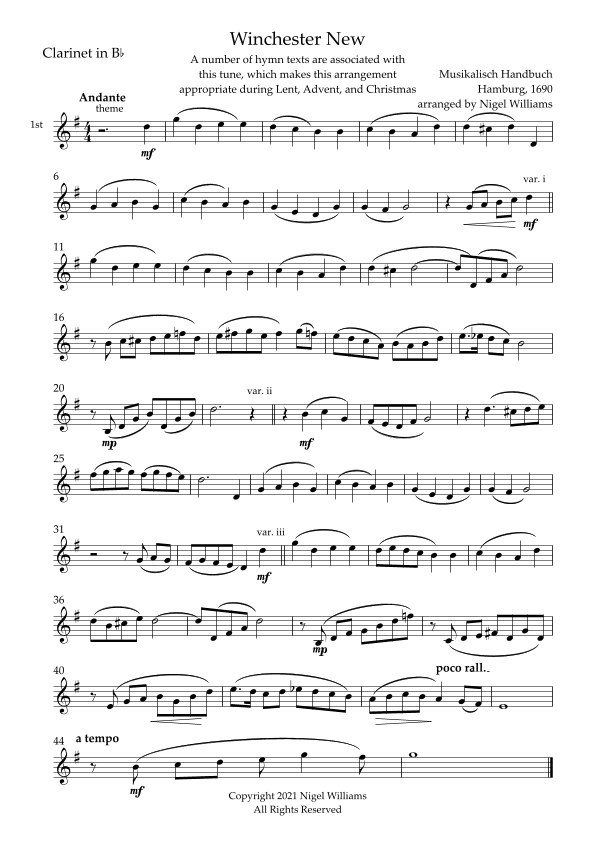 Winchester New (arr. Nigel Williams)