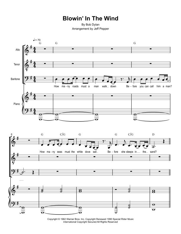 Blowin' In The Wind (arr. Jeff Pepper)