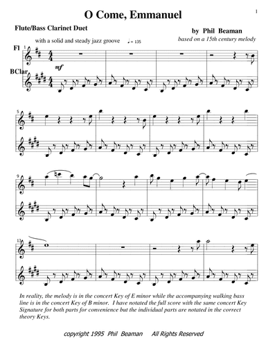 O Come, Emmanuel - jazz flute and bass clarinet