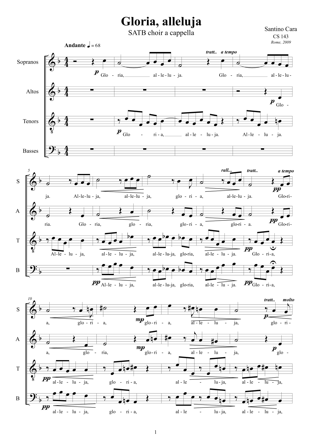 Gloria, alleluja - Choir SATB a cappella