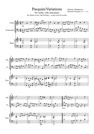 Pasquini - Grand Partita for violin, cello and piano (arr. Michael Hankinson)