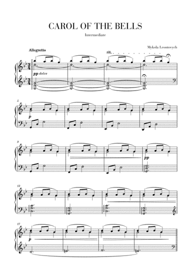 Carol of the Bells - Intermediate piano (arr. Cadenza Editions)