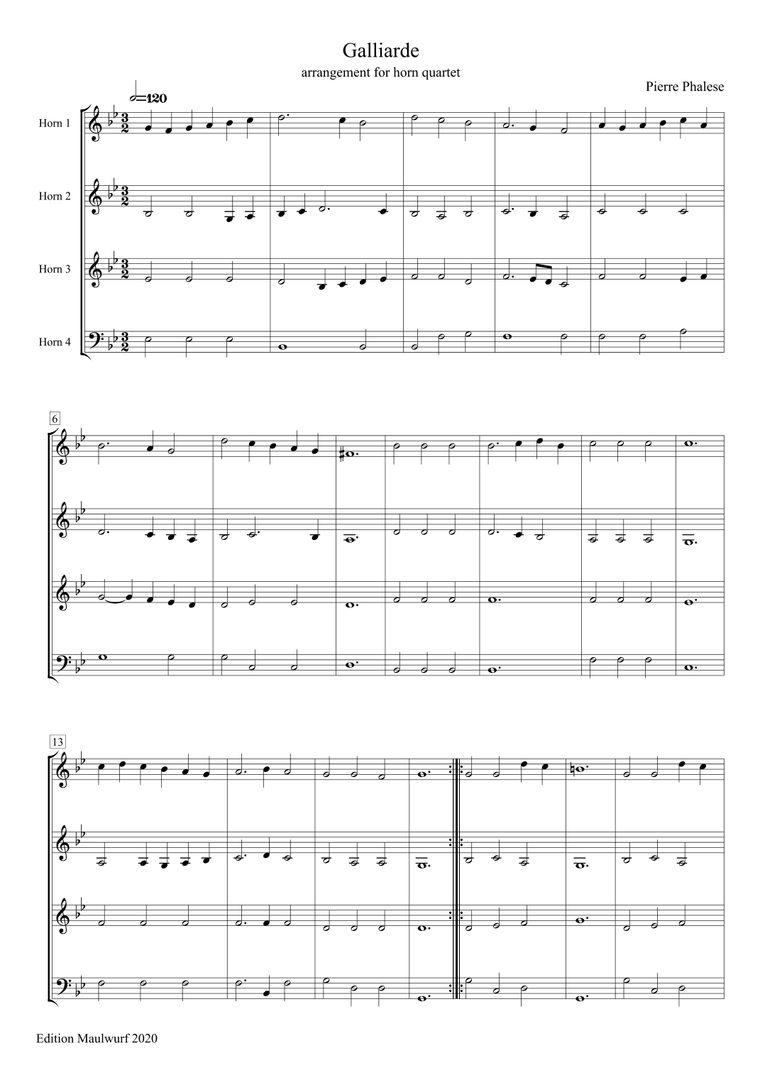 Galliarde (arr. Edition Maulwurf)