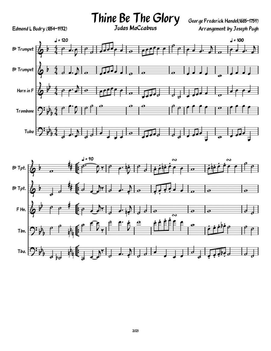 Thine Be The Glory (Brass Quintet) (arr. Joseph Pugh)