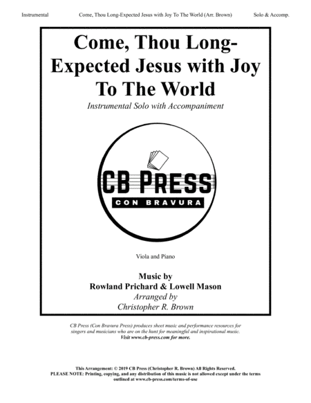 Come, Thou Long-Expected Jesus with Joy To The World - Viola Solo with Piano Accompaniment (arr. Christopher R. Brown)