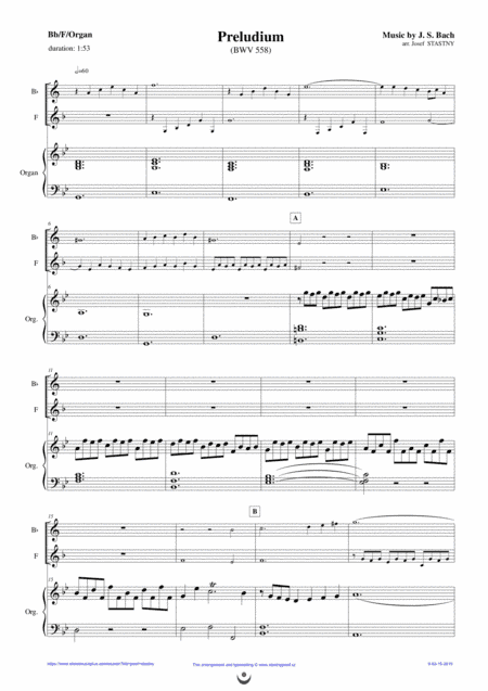Preludium (Bach, BWV 558) (arr. Josef STASTNY)
