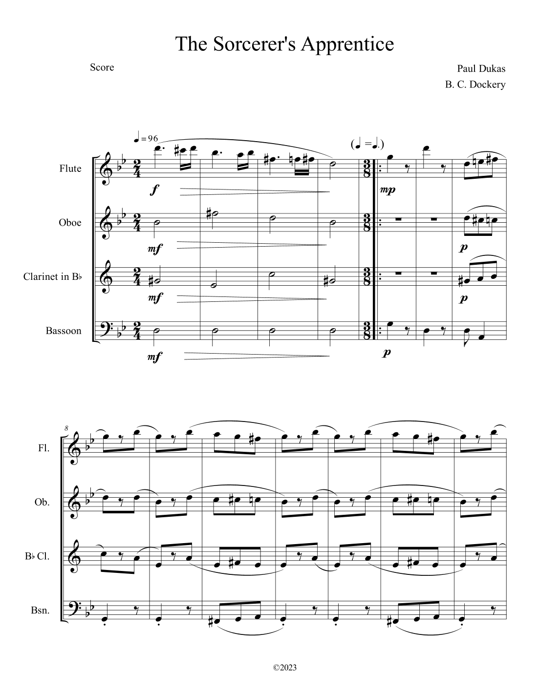 The Sorcerer's Apprentice (Woodwind Quartet) (arr. B. C. Dockery)