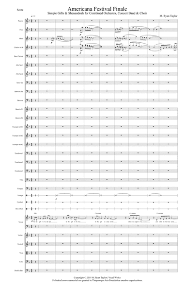 Americana Festival Finale (featuring Simple Gifts & Shenandoah) for Combined Orchestra, Concert Band (arr. M. Ryan Taylor)