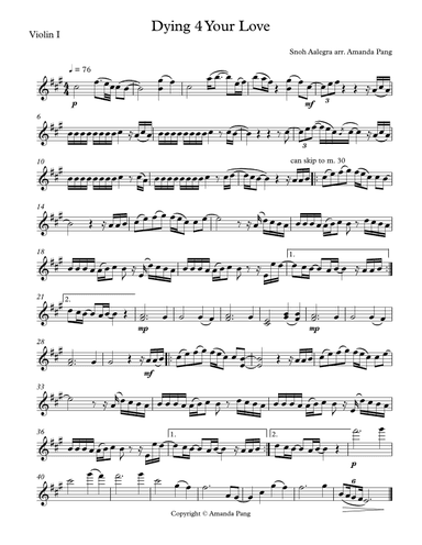 Dying For Your Love (arr. Amanda Pang)