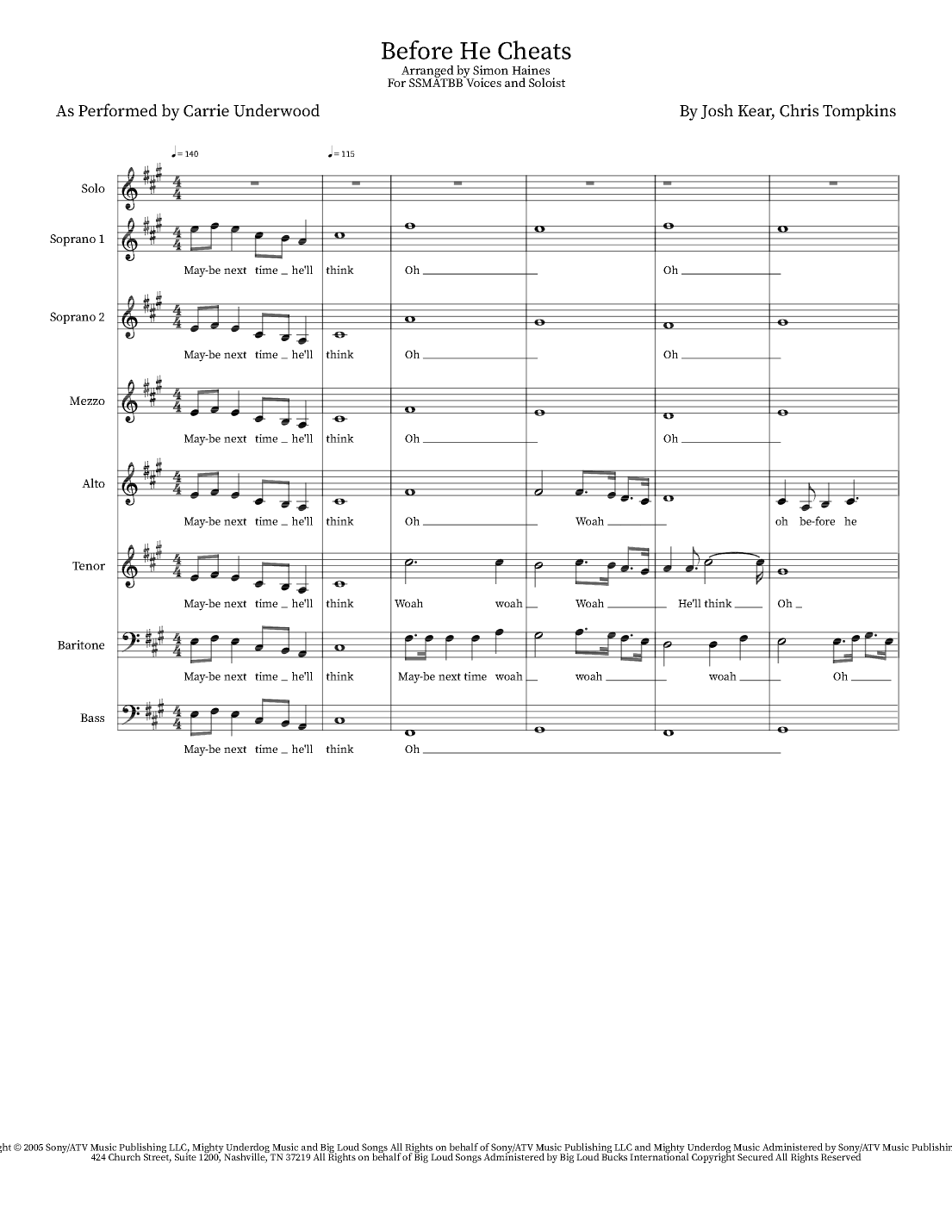 Before He Cheats (arr. Simon Haines)