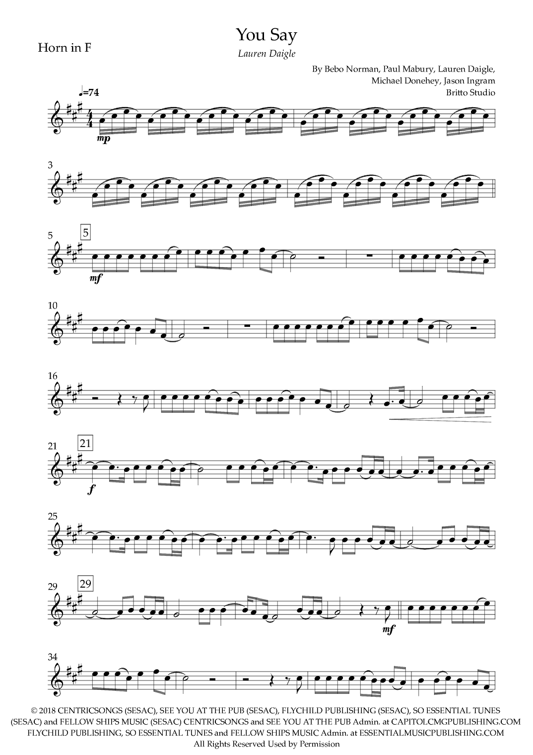 You Say (arr. Fabio Britto)