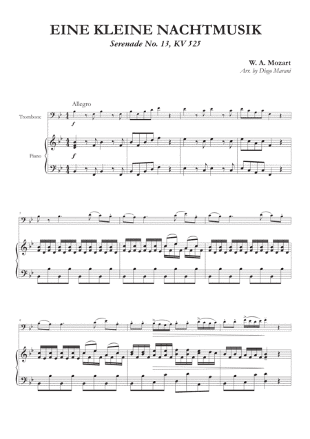 Eine Kleine Nachtmusik (1st Mov.) for Trombone and Piano (arr. Diego Marani)