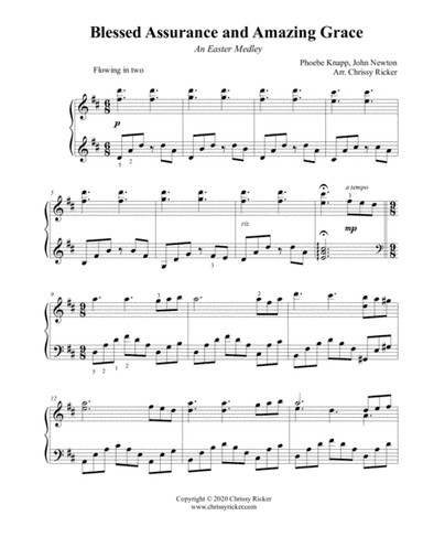 Blessed Assurance and Amazing Grace - medley for late intermediate piano (arr. Chrissy Ricker)