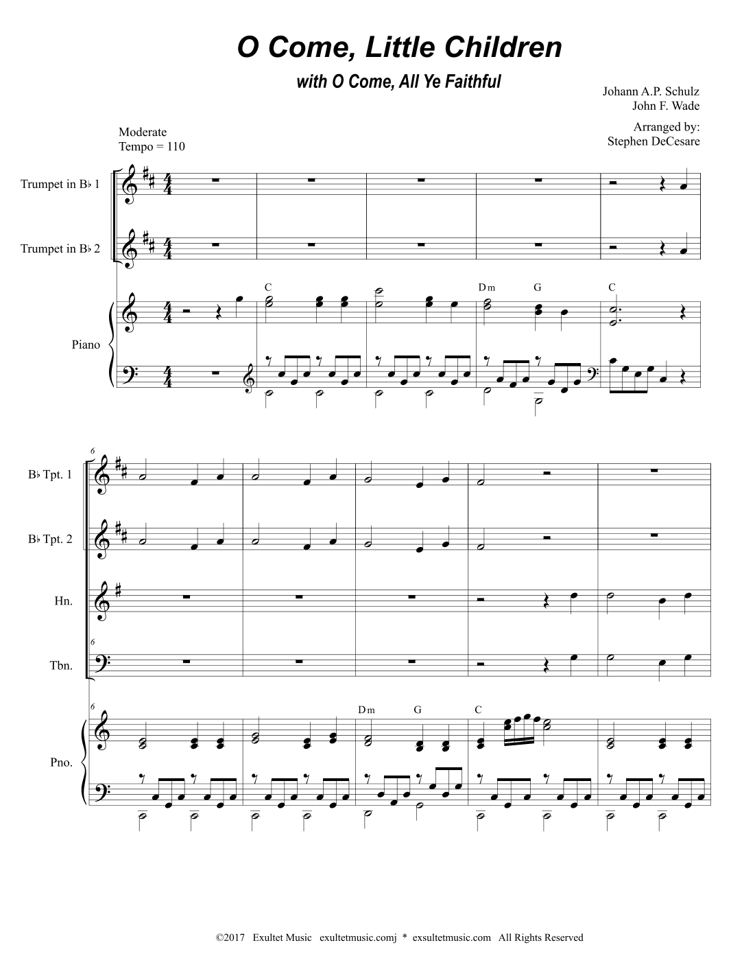 O Come, Little Children (with "O Come, All Ye Faithful") (Brass Quartet and Piano) (arr. Stephen DeCesare)