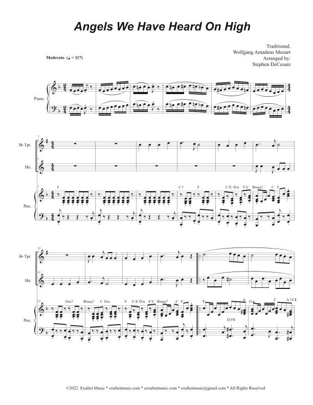 Angels We Have Heard On High (Duet for Bb-Trumpet and French Horn) (arr. Stephen DeCesare)