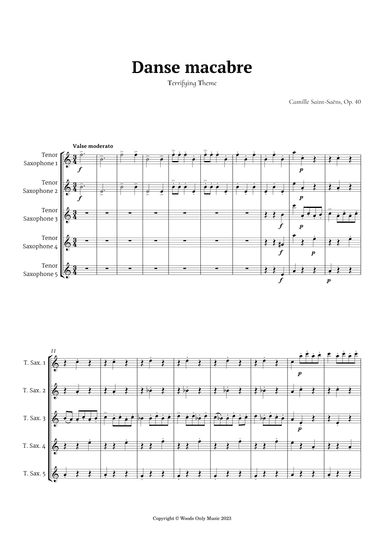 Danse Macabre by Camille Saint-Saens for Tenor Sax Quintet (arr. Ander)