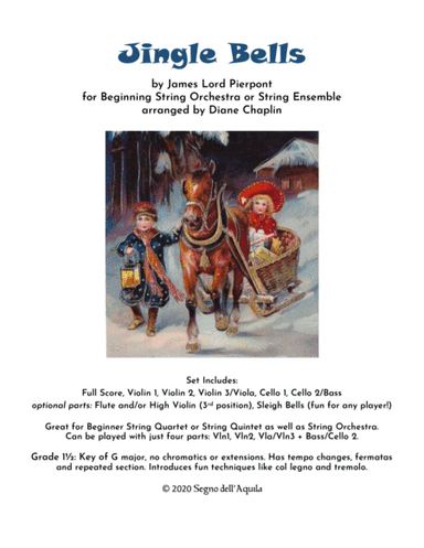 Jingle Bells for String Orchestra or String Ensemble (arr. Diane Chaplin)