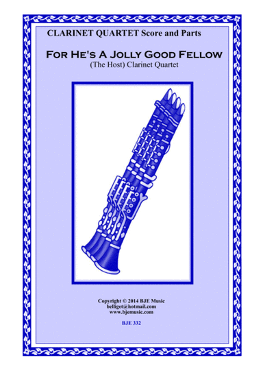 For He's A Jolly Good Fellow - Clarinet Quartet Score and Parts PDF (arr. Brendan Elliget MAGA 537)