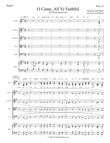 O Come All Ye Faithful for Vocals, String Quartet and Piano (arr. Lisa Nelson)