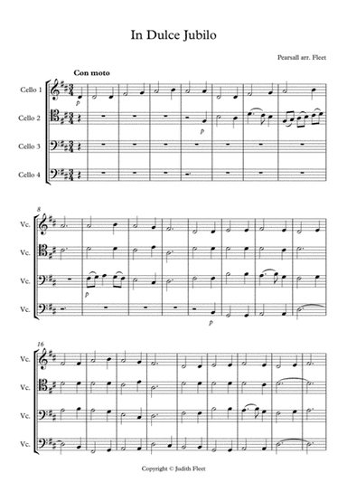 In Dulce Jubilo cello quartet (arr. Judith Fleet)