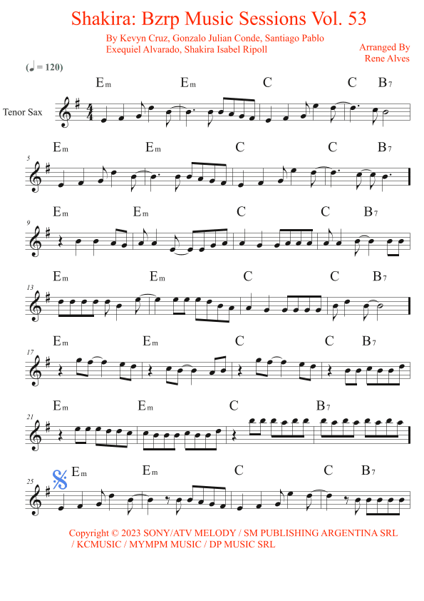 Shakira: Bzrp Music Sessions Vol. 53 (arr. Rene Alves)