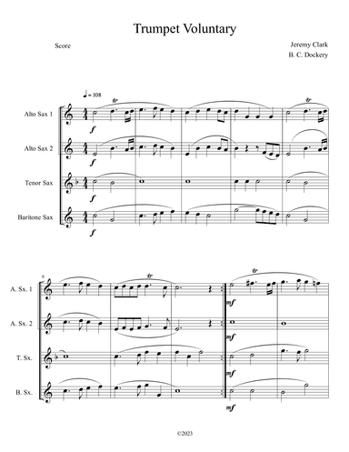 Trumpet Voluntary (Saxophone Quartet) (arr. B. C. Dockery)